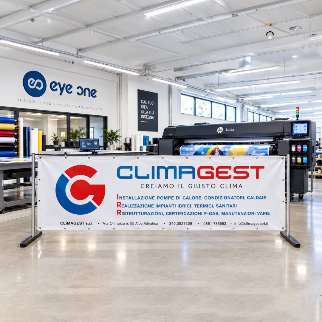 Banner stampato con occhielli per Climagest di Alba Adriatica, realizzato da Eye One